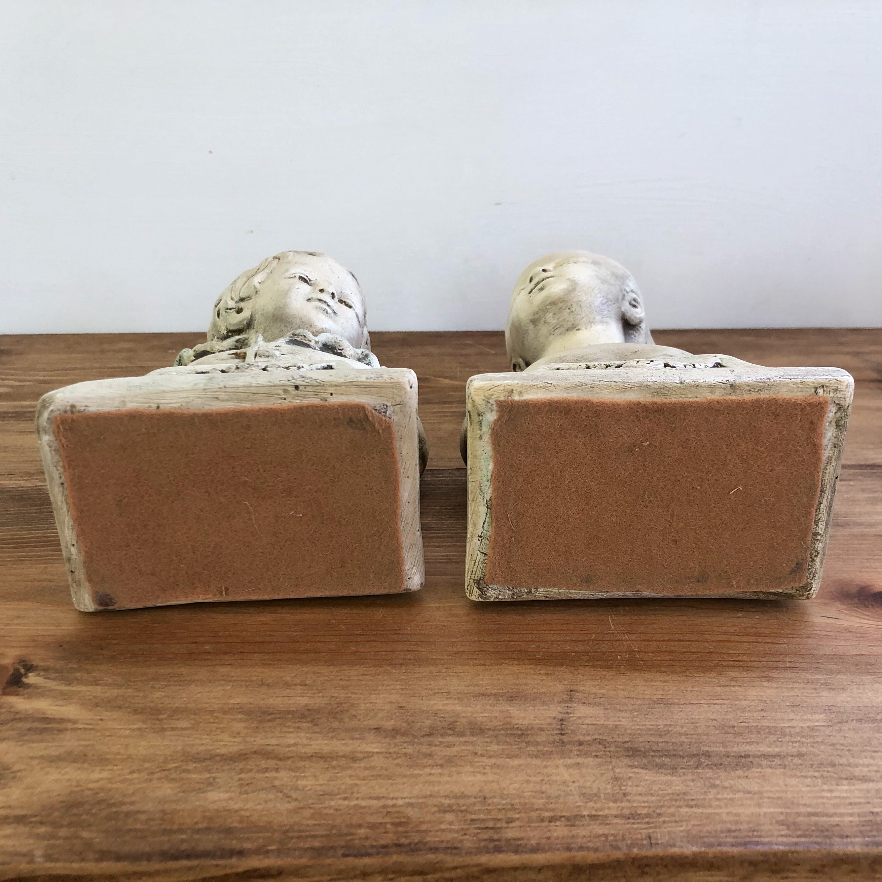 Girl Boy Bust Bookends Vintage Chalkware Victorian Children Etsy