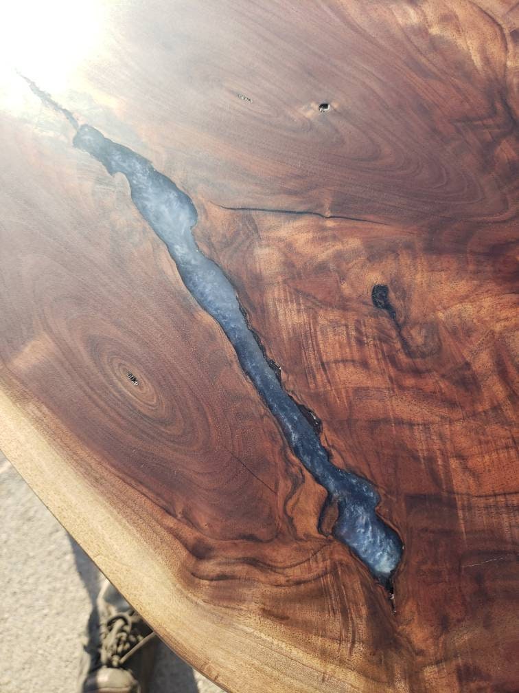 Custom Live Edge Walnut Epoxy Computer Desk Etsy