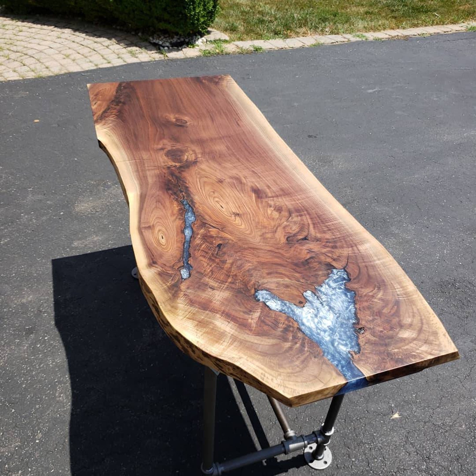Custom Live Edge Walnut Epoxy Computer Desk Etsy