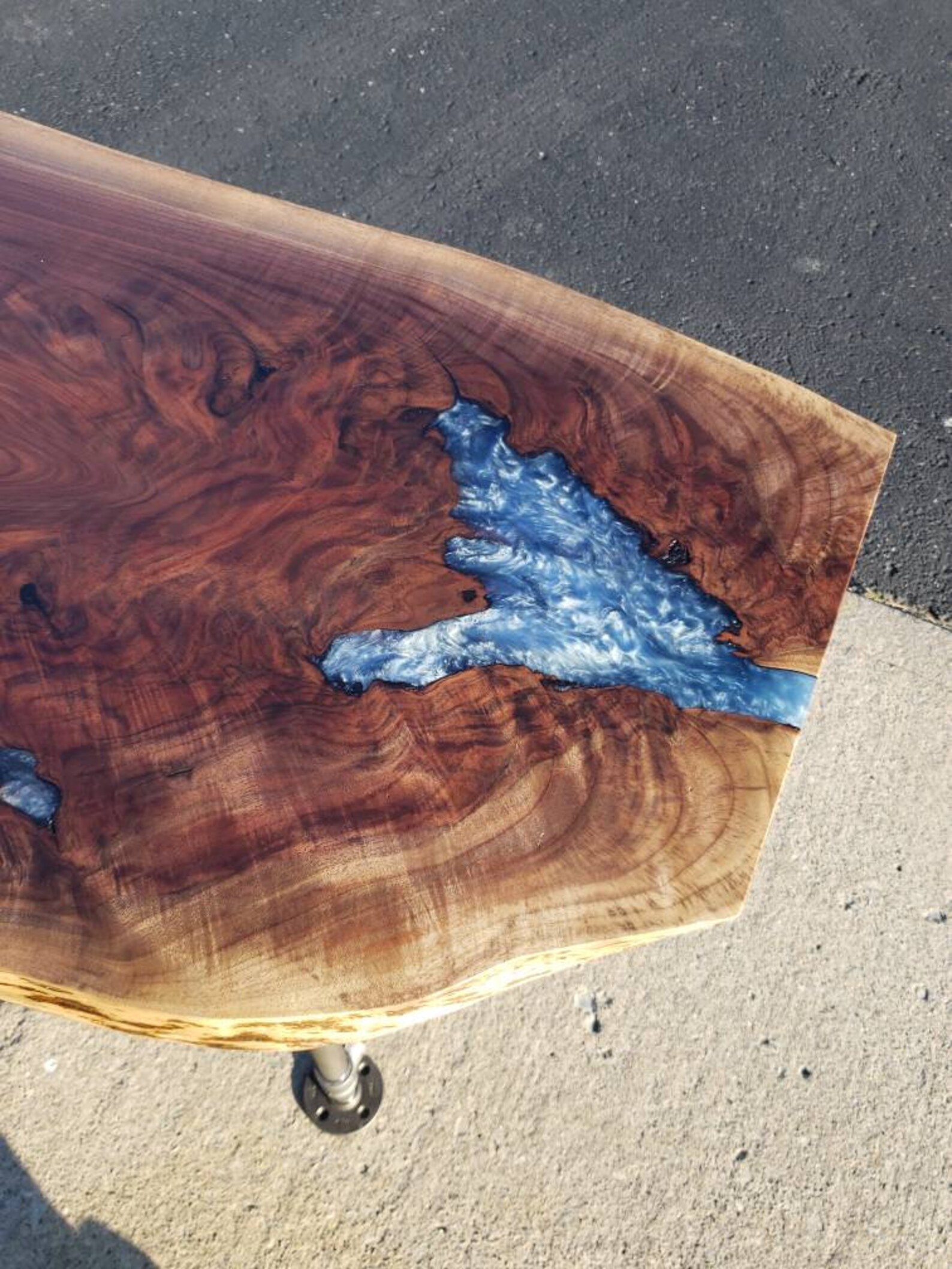 Custom Live Edge Walnut Epoxy Computer Desk Etsy