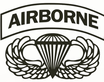 Airborne Vinyl Decal with wings symbol