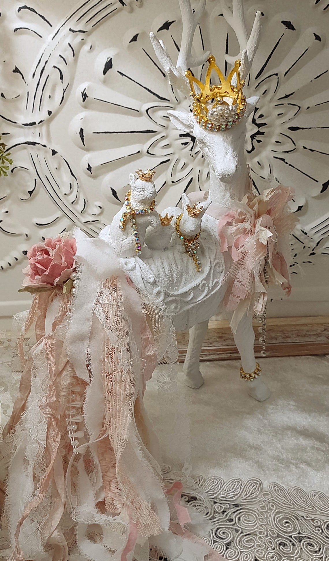 Deer Statue Shabby Chic Deer Deer Etsy