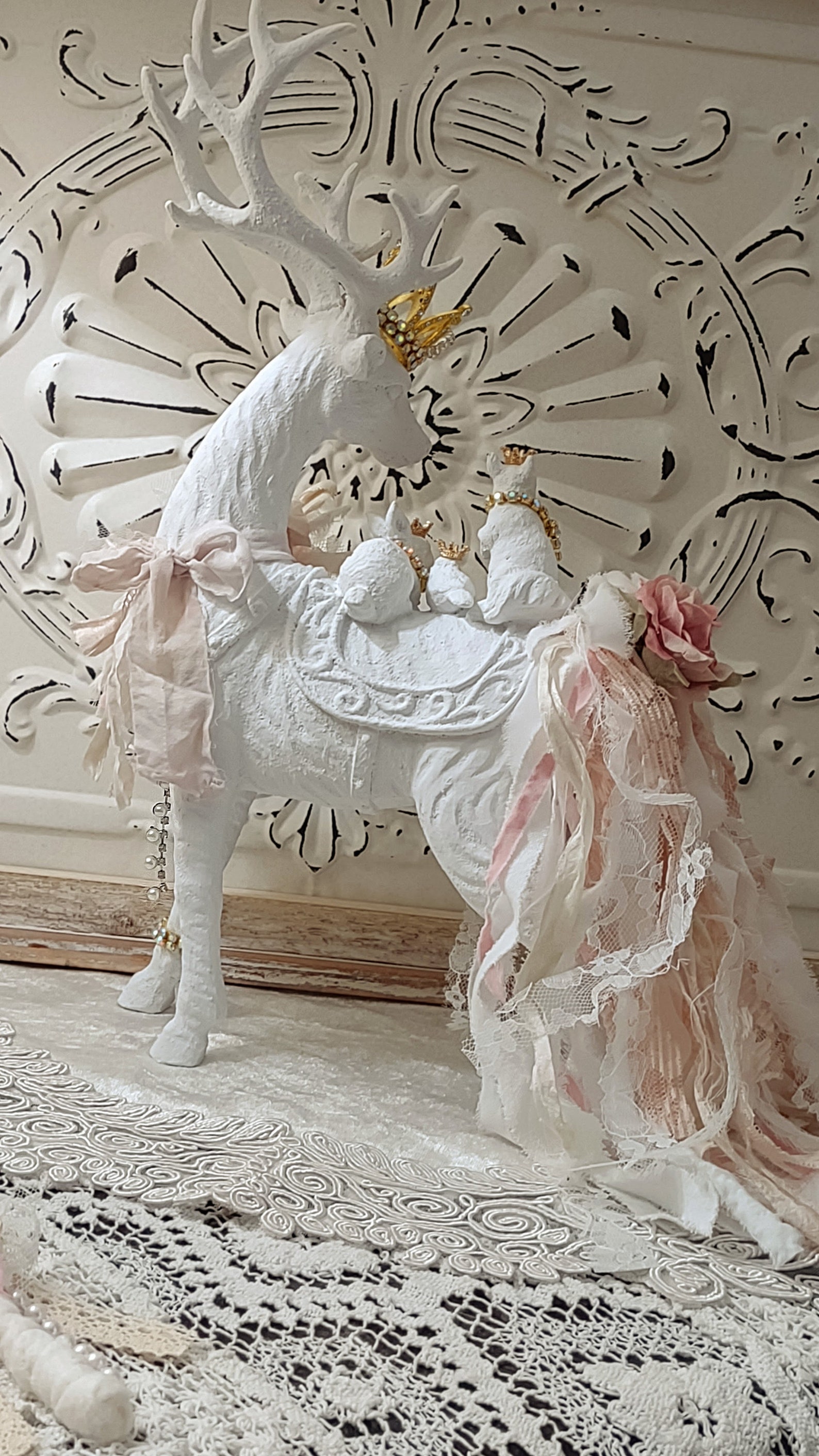 Deer Statue Shabby Chic Deer Deer Etsy