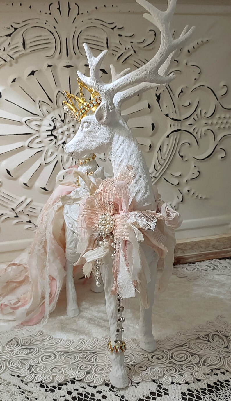 Deer Statue Shabby Chic Deer Deer Etsy