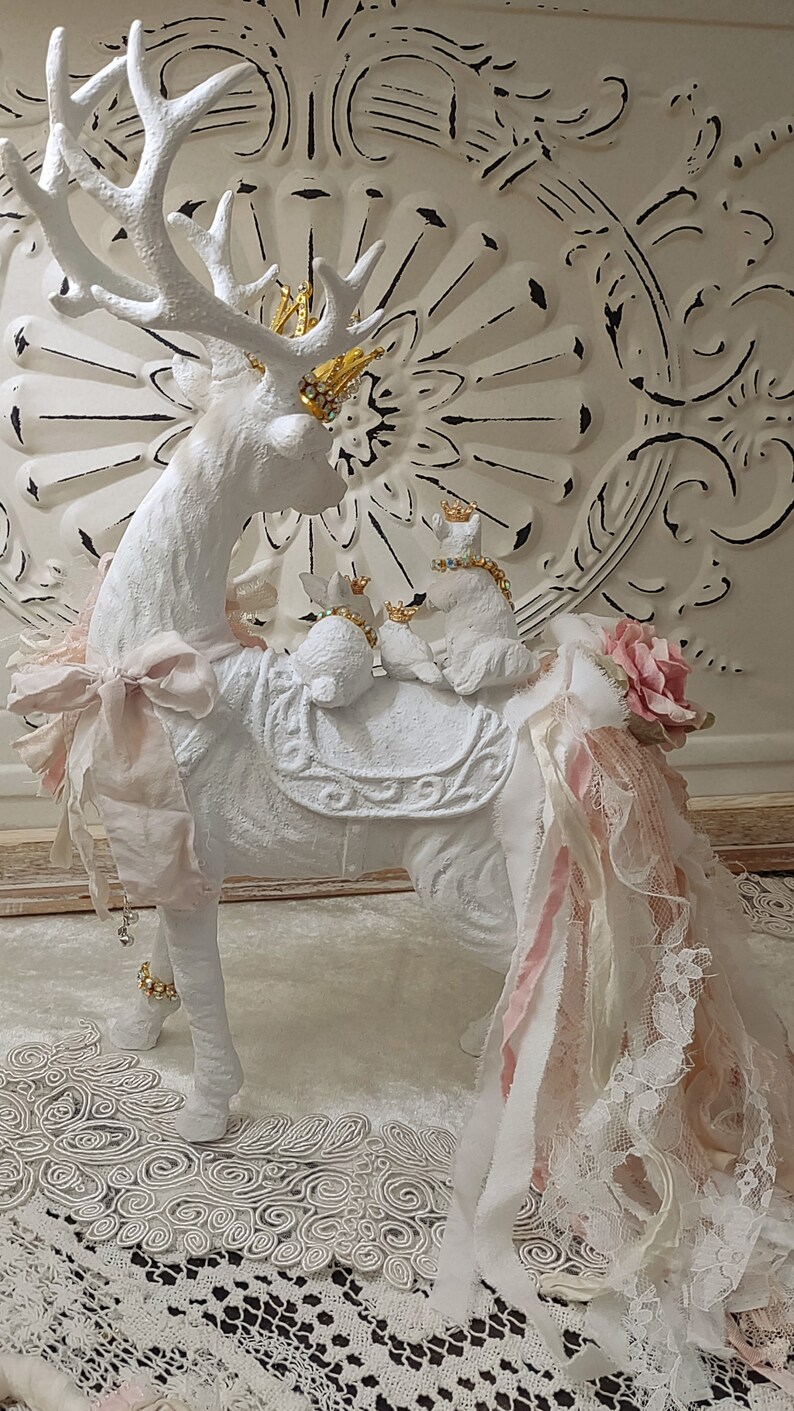Deer Statue Shabby Chic Deer Deer Etsy
