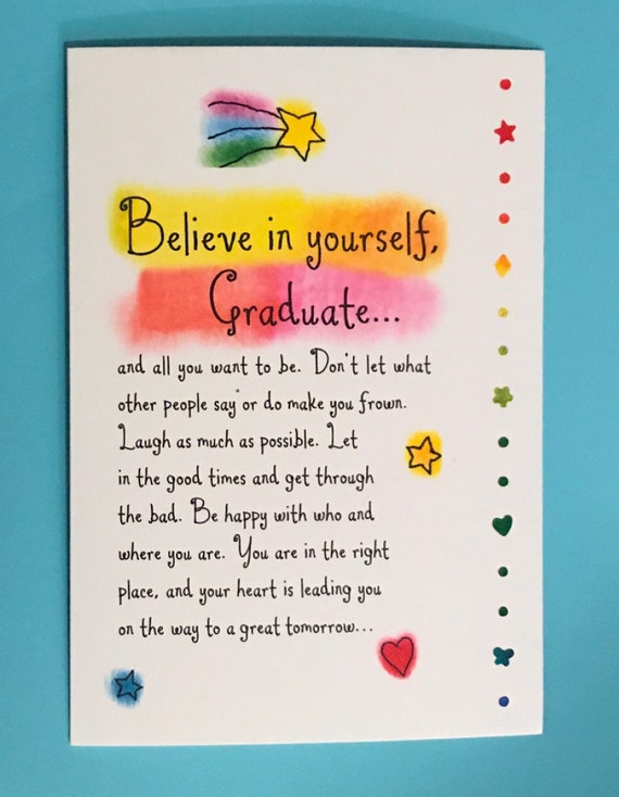Believe In Yourself Graduation Card Cute And Inspiring Etsy