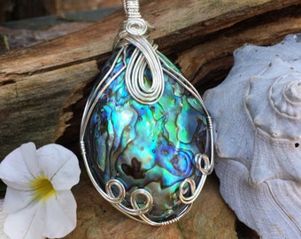 Wirewrapped Abalone Shell Pendant
