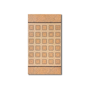 May include: A brown background with a white grid pattern and a black border. The letters of the alphabet are displayed in individual squares with a decorative border. Each letter is surrounded by a floral design.