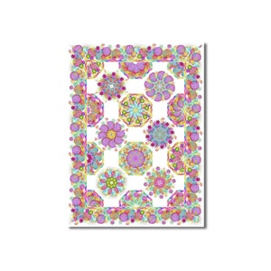 In The Beginning - Unusual Garden II - One-Fabric Kaleidoscope Quilt Kit - WHITE