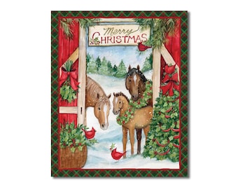Springs Creative - Susan Winget - Christmas - Three Horses - 77507D650715 - PANEL - Approx 36in x 44in