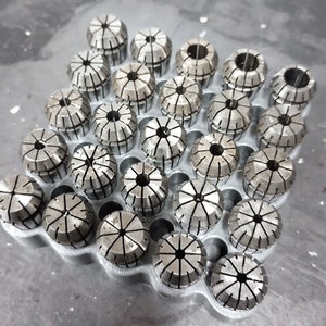 ER16 collet rack / tray that holds 25 collets STL file for 3D printing