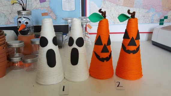 Ghost Or Pumpkin Cone Table Sitters Styrofoam Cones Etsy