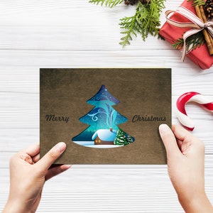 Weihnachtsbaum Postkarte, frohe Weihnachtsschild, Weihnachtsgeschenke für sie, Weihnachtsparty Einladung, Grußkarten Set, individuelle Holzschilder