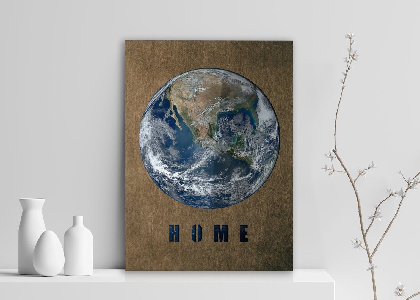 Wooden Earth Picture Wall Art Wood Earth Print Earth Wall Art ...