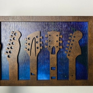 Wooden guitars picture Guitar wall art print Guitar decor for home Guitar wood art Wall art wood Modern home decor Wall art prints