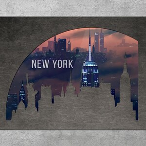 Pôster de madeira da cidade de Nova York, pôster de NY, presente de Natal para ele, decoração de parede da cidade, arte em madeira, impressão em madeira