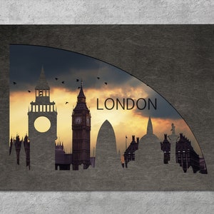 Immagine di Londra in legno Stampa di Londra Arte da parete Decorazione da parete di Londra Cartelli della città Poster della città di Londra Arte da parete di Londra Cartelli con immagini in legno