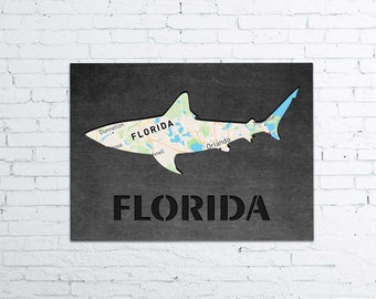 Florida Wooden Poster City Poster Christmas Gift for Him Fish Wall decor Wooden Art Wooden Print
