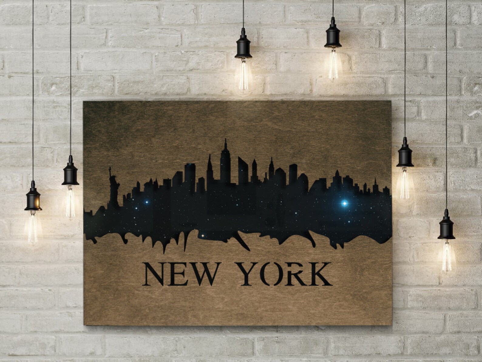 New York print City wood sign NY wall decor Wooden wall art Etsy