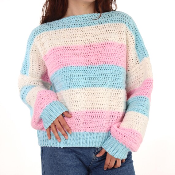 Crochet Colourful Sweater, Crochet Women Sweater, Handmade Gift
