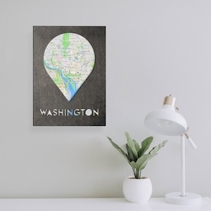 Washington Map Wooden Poster DC Gift for Christmas Wall decor Wooden Art Wooden Print