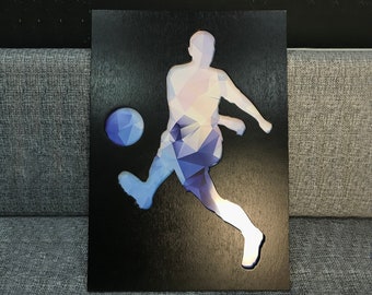 Wooden soccer player picture Soccer wall art Soccer wall decor Soccer poster Soccer player gift Soccer gifts for boys Modern home decor