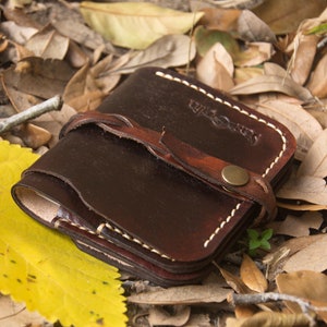 Cartera de cuero genuino hecha a mano, marrón oscuro/café, de alta calidad, resistente, hecha a medida, cuero curtido vegetal, envío gratuito a EE. UU.
