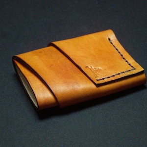Genuine Leather Cardholder, Handmade, Light Orange Tan, High Quality, Heavy Duty, Vegetable tanned leather, Free shipping to US
