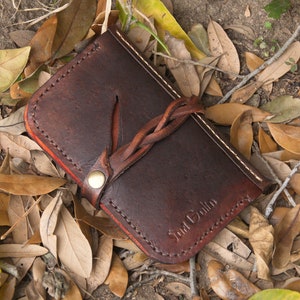 Cartera de piel auténtica, hecha a mano, color marrón café, de alta calidad, resistente, hecha a medida, piel curtida vegetal, envío gratuito a EE. UU.