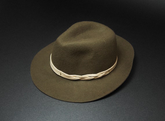 Genuine Leather Braided Fedora Hat, High Quality, Vegetable  display picture 1