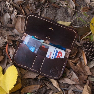 Cartera de piel auténtica, hecha a mano, color marrón café, de alta calidad, resistente, hecha a medida, piel curtida vegetal, envío gratuito a EE. UU.