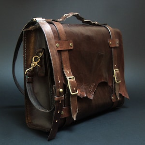 Marrón oscuro hecho a mano cuero hombro / bolso de bolsa, de alta calidad, cuero de vaca curtido vegetal genuino, envío gratuito a los EE.UU.