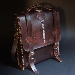 Bolso de cuero hecho a mano marrón oscuro, alta calidad, cuero de grano completo de vaca curtida vegetal, cuero genuino, envío gratuito a los EE.UU.