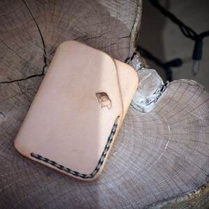 Genuine Leather Cardholder, Handmade, LightTan, Vegetable tanned leather, Free shipping to US