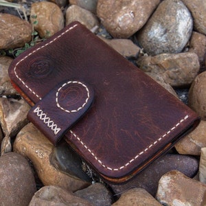 Cartera de cuero hecha a mano, marrón café, alta calidad, hecha a medida, cuero genuino curtido vegetal, envío gratuito a EE. UU.