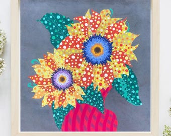 Painting “Sunflowers” pastel drawing.