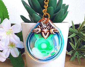 Green Sumeru Seelie Charm 5cm | 2", Genshin Impact, holographic transparent keyring, Ita Bag Decoration