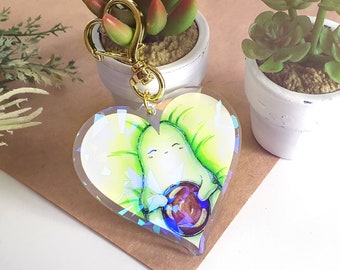 Avocado Chan, Sexy Vegetable, holographic keyring charm, 2.5", Japan Anime Manga Hentai Erotic Ita Bag