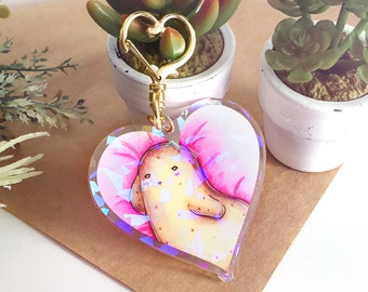 Potato Chan, Sexy Vegetable, holographic keyring charm, 2.5", Japan Anime Manga Funny Sexy Ita Bag