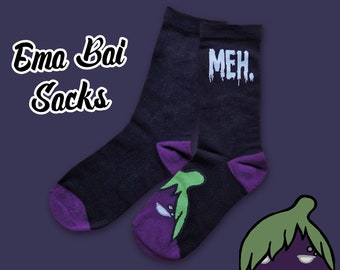 Emo Aubergine, asymmetrical socks, size EU 36-41, US 5.5-10, sporty, funny vegetables