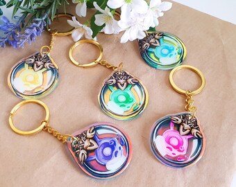 Seelie Charm 5cm Genshin Impact Holographic Transparent Keychain Ita Bag Decoration