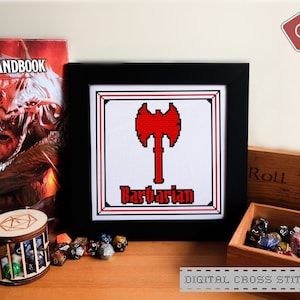 Dungeons & Dragons Class Barbarian PDF Digital Cross Stitch Pattern DND