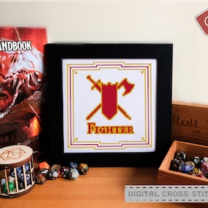 Dungeons & Dragons Class Fighter PDF Digital Cross Stitch Pattern DND