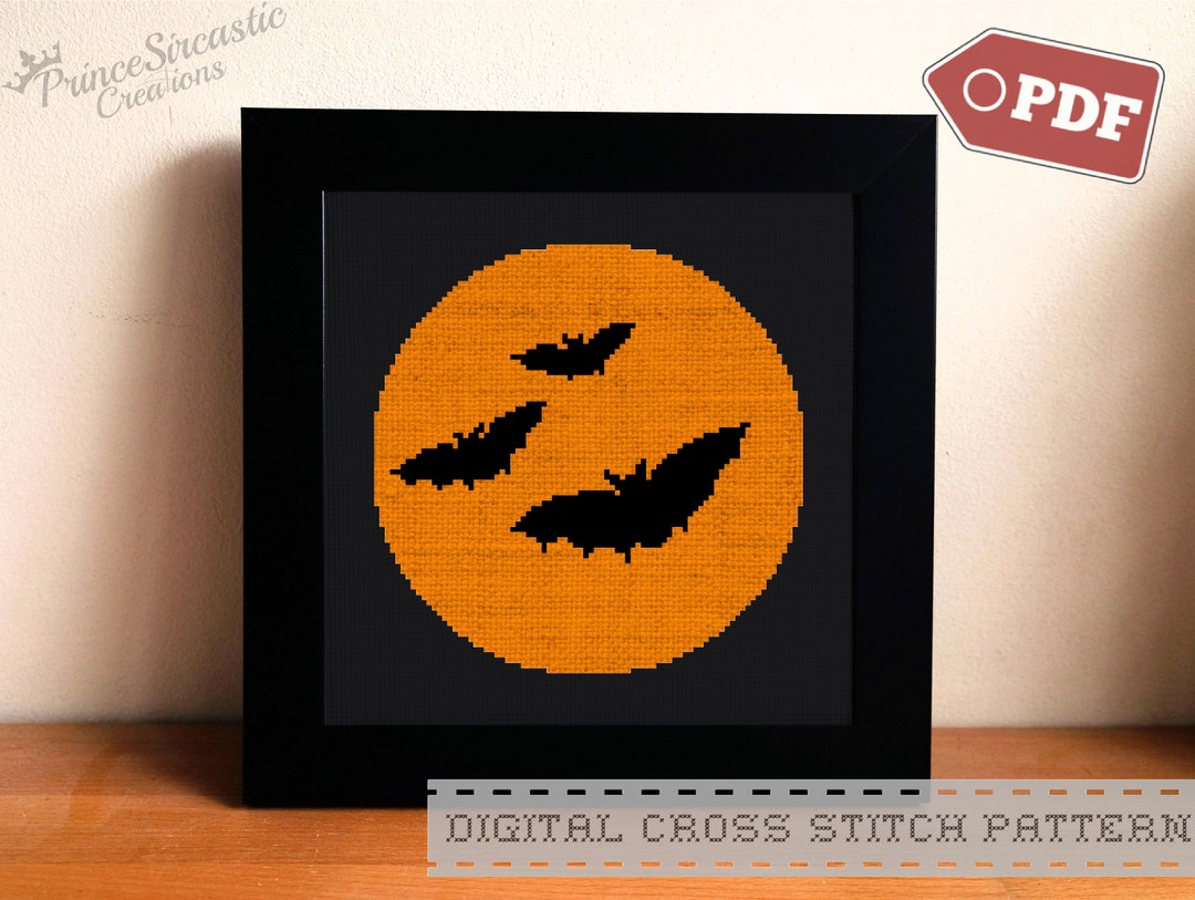 Halloween Themed Bats PDF Digital Cross Stitch Pattern - Etsy