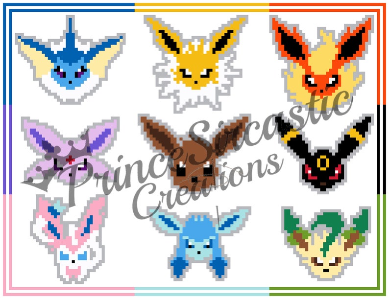 Pokemon Eevee Eeveelutions PDF Digital Cross Stitch Pattern Etsy