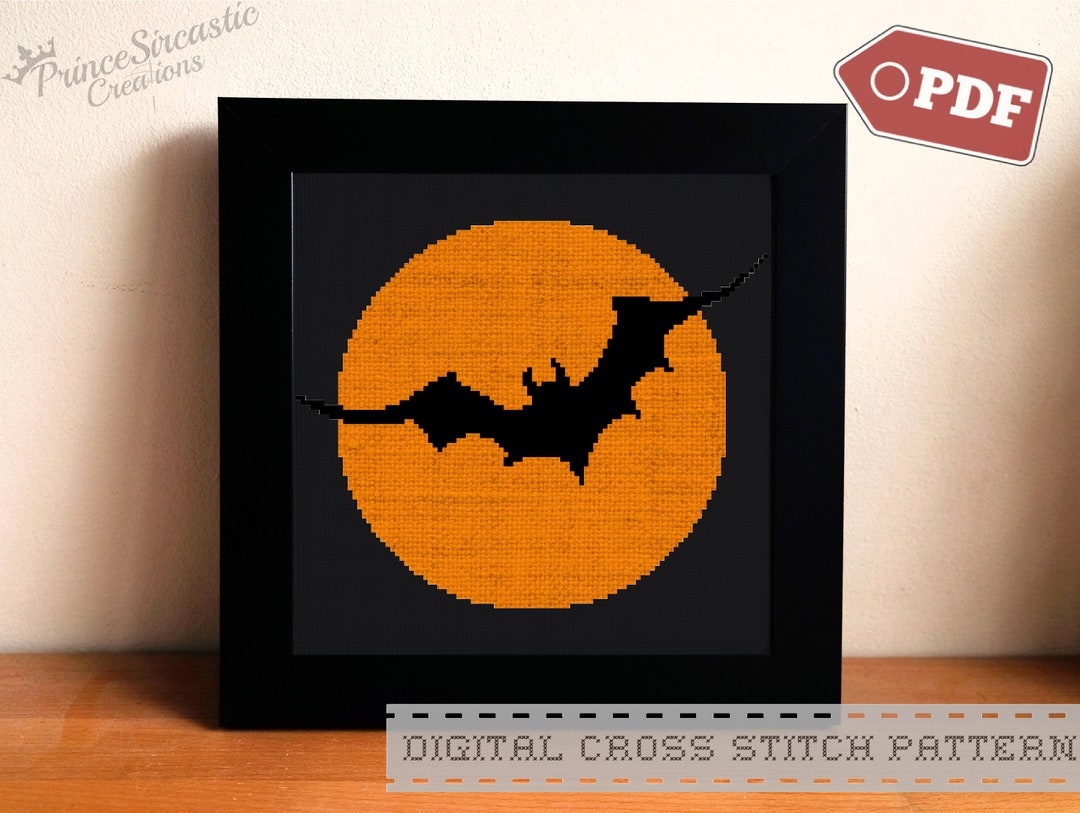 Halloween Themed Bat PDF Digital Cross Stitch Pattern - Etsy