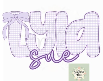PNG de tela a cuadros personalizada para niña, sublimación de camisa a cuadros morados, archivo digital