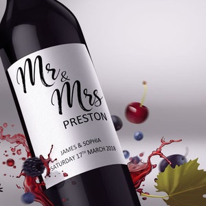 Personalised Mr & Mrs Wedding Wine Bottle Labels