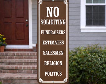 No Soliciting Sign, Customizable, Metal Signs, Weatherproof