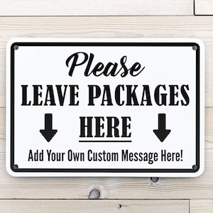 Custom Delivery Sign, Outdoor Sign, Package Delivery Sign, Personalized Mail Delivery Sign, Leave Packages Here, Arrows, Mail Delivery, Sign